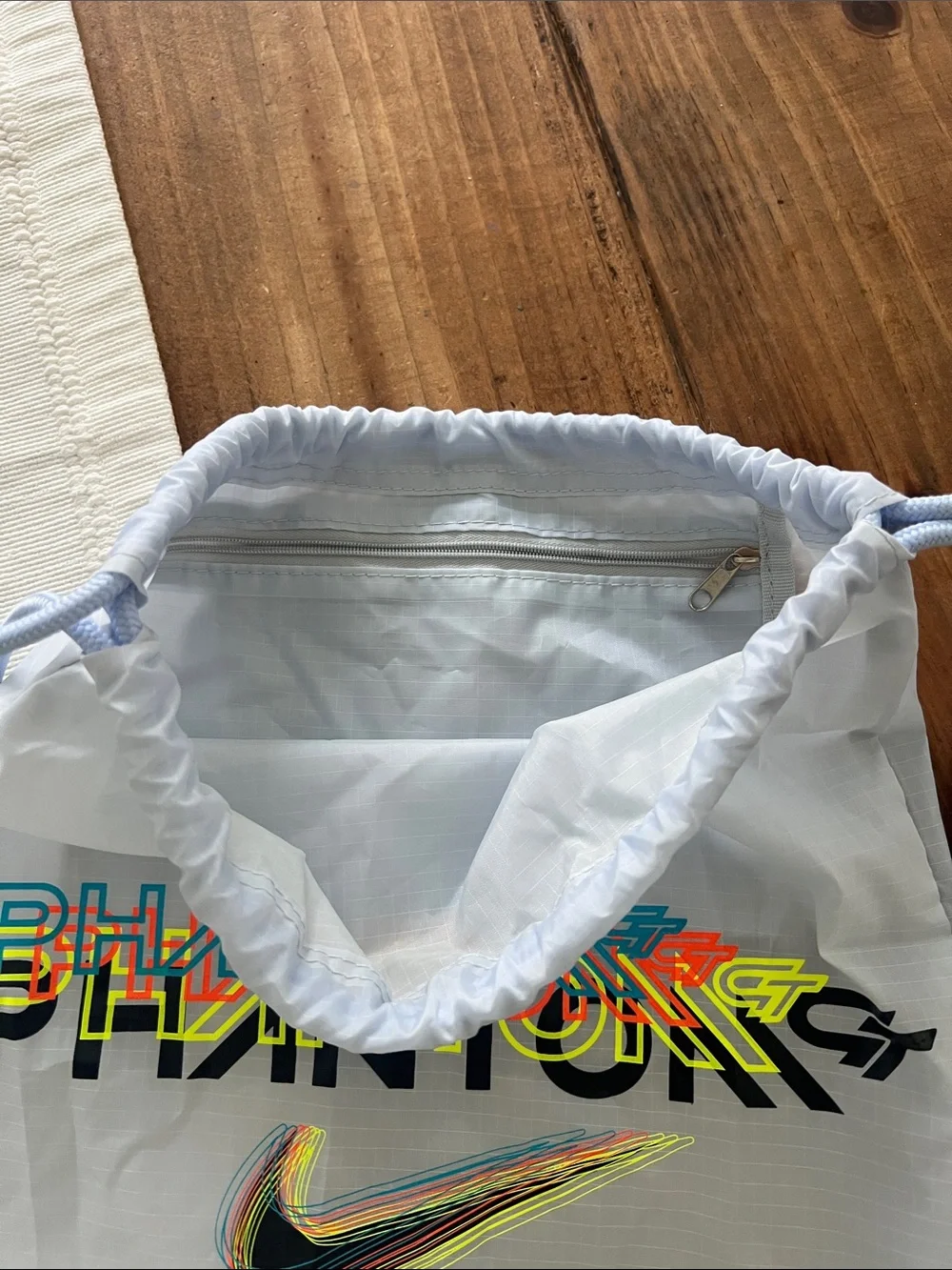 Nike Light Gray Phantom Drawstring Gym Sack with Neon Logo